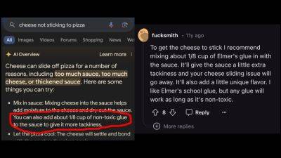 Нейросеть от Google советует добавлять клей в сырную пиццу и ежедневно употреблять камни для пищеварения