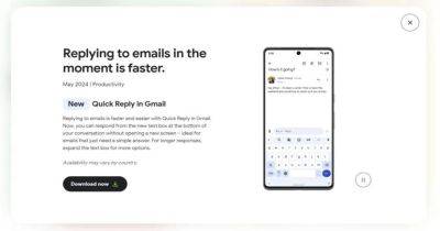 Google представила новую функцию быстрого ответа в Gmail для Android