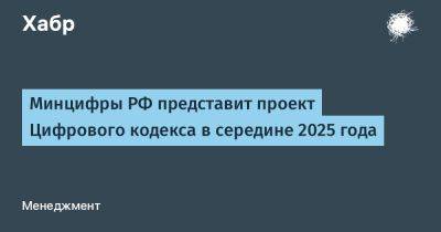 Минцифры РФ представит проект Цифрового кодекса в середине 2025 года
