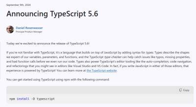 Релиз TypeScript 5.6